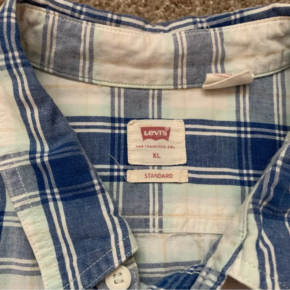 Levi’s Men's Classic 1 Pocket Standard-Fit Long Sleeve Shirt Plaid Hemp Size XL
